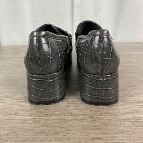 Jeffrey Campbell Black Croc Student Platform Horsebit Loafer Sz.8 - Picture 6 of 12